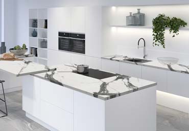 Столешница СОЮЗ 3027М Мрамор белый в интерьере